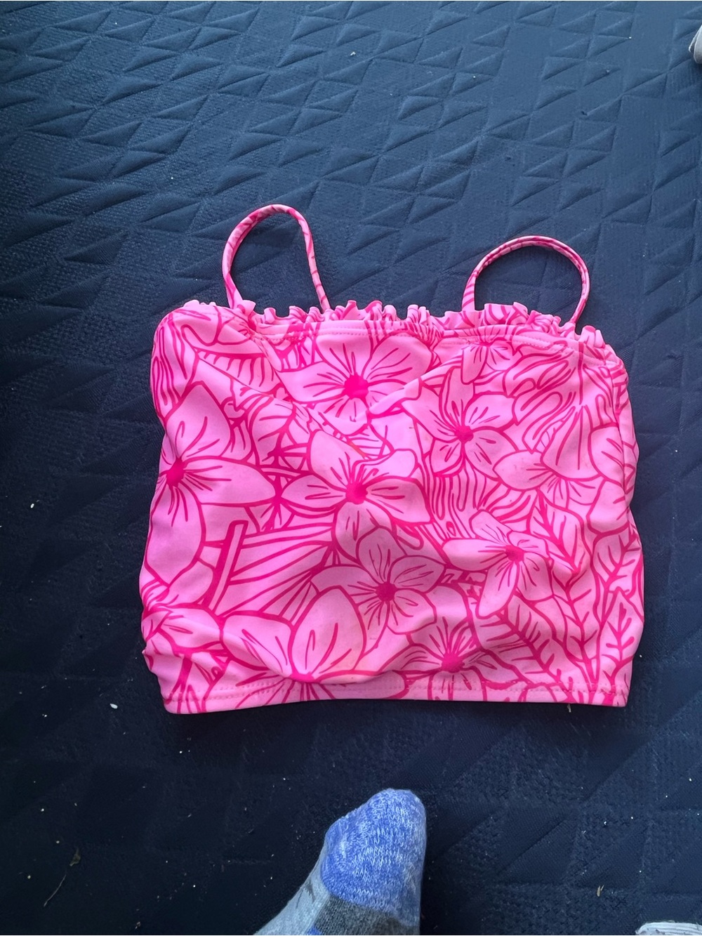 Girls' Pink Floral One-Piece Swim Top